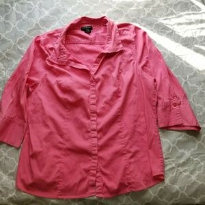 Pink 3/4 sleeve dress shirt